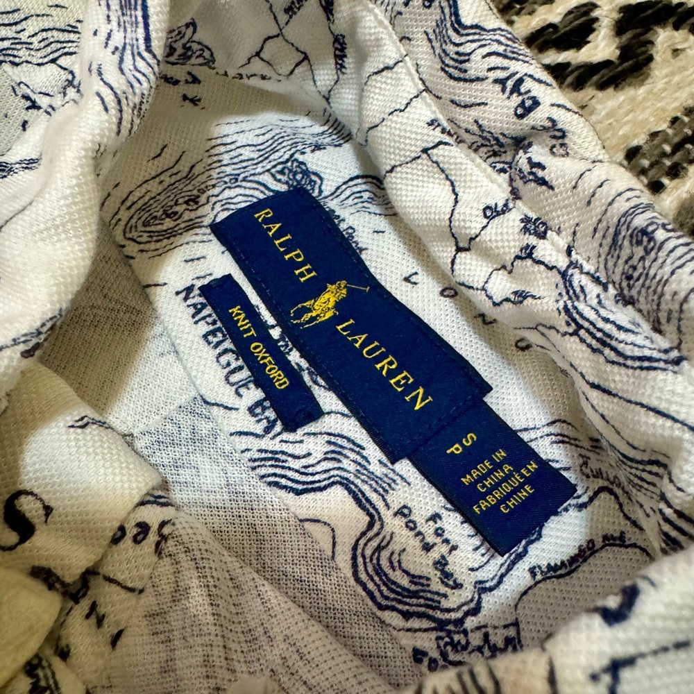 Ralph Lauren Navy and White Map Print Polo - Picture 2 of 4